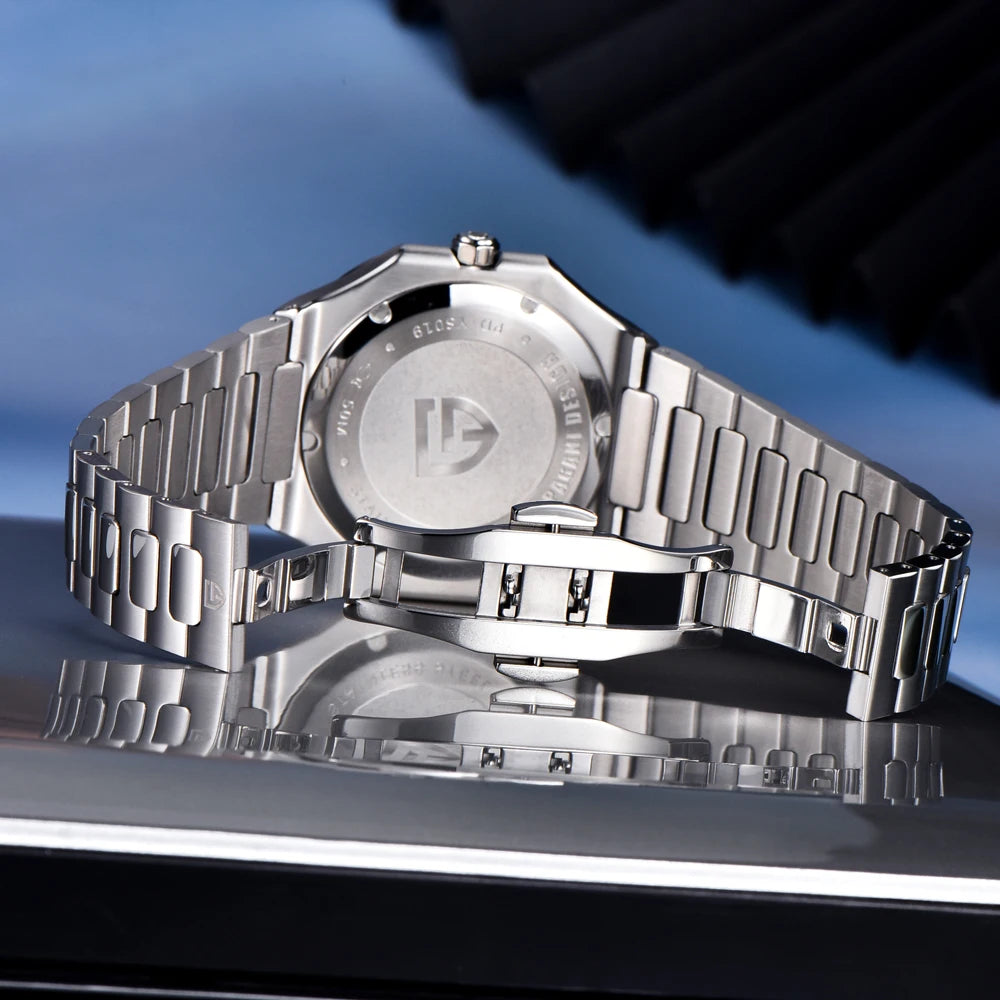 PAGANI DESIGN 2025 watch men's luxury retro quartz men's watch stainless steel sapphire crystal TMI VH31 movement 50m waterproof