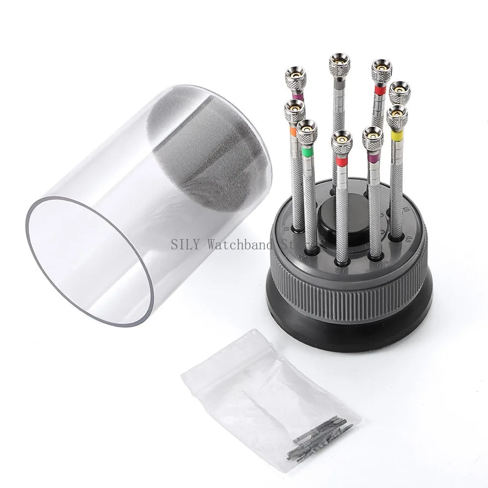 Watch Repair Tool Kit for Watchmaker Stainless Steel Precision Screwdriver Set 9pcs Watch Glasses Flat Blade Assort Slotted Tool