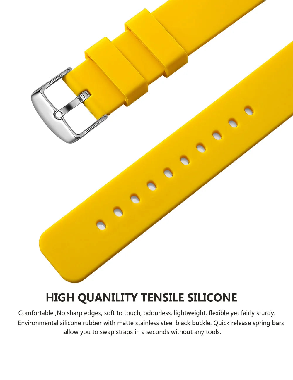 Silicone Watch Bands 14/16/18/19/20/21/22/24 mm Soft Quick Release Rubber Watch Bands Samsung Galaxy, Garmin Huawei Watch Straps