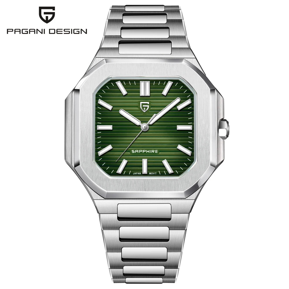 PAGANI DESIGN 2025 watch men's luxury retro quartz men's watch stainless steel sapphire crystal TMI VH31 movement 50m waterproof