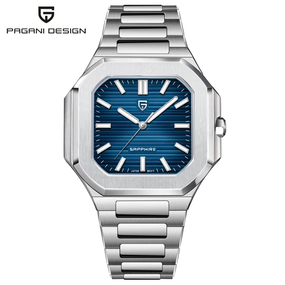 PAGANI DESIGN 2025 watch men's luxury retro quartz men's watch stainless steel sapphire crystal TMI VH31 movement 50m waterproof
