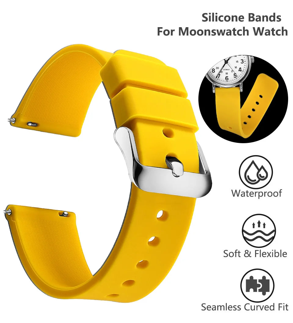 Silicone Watch Bands 14/16/18/19/20/21/22/24 mm Soft Quick Release Rubber Watch Bands Samsung Galaxy, Garmin Huawei Watch Straps