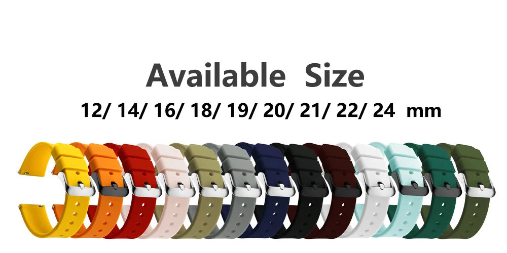 Silicone Watch Bands 14/16/18/19/20/21/22/24 mm Soft Quick Release Rubber Watch Bands Samsung Galaxy, Garmin Huawei Watch Straps