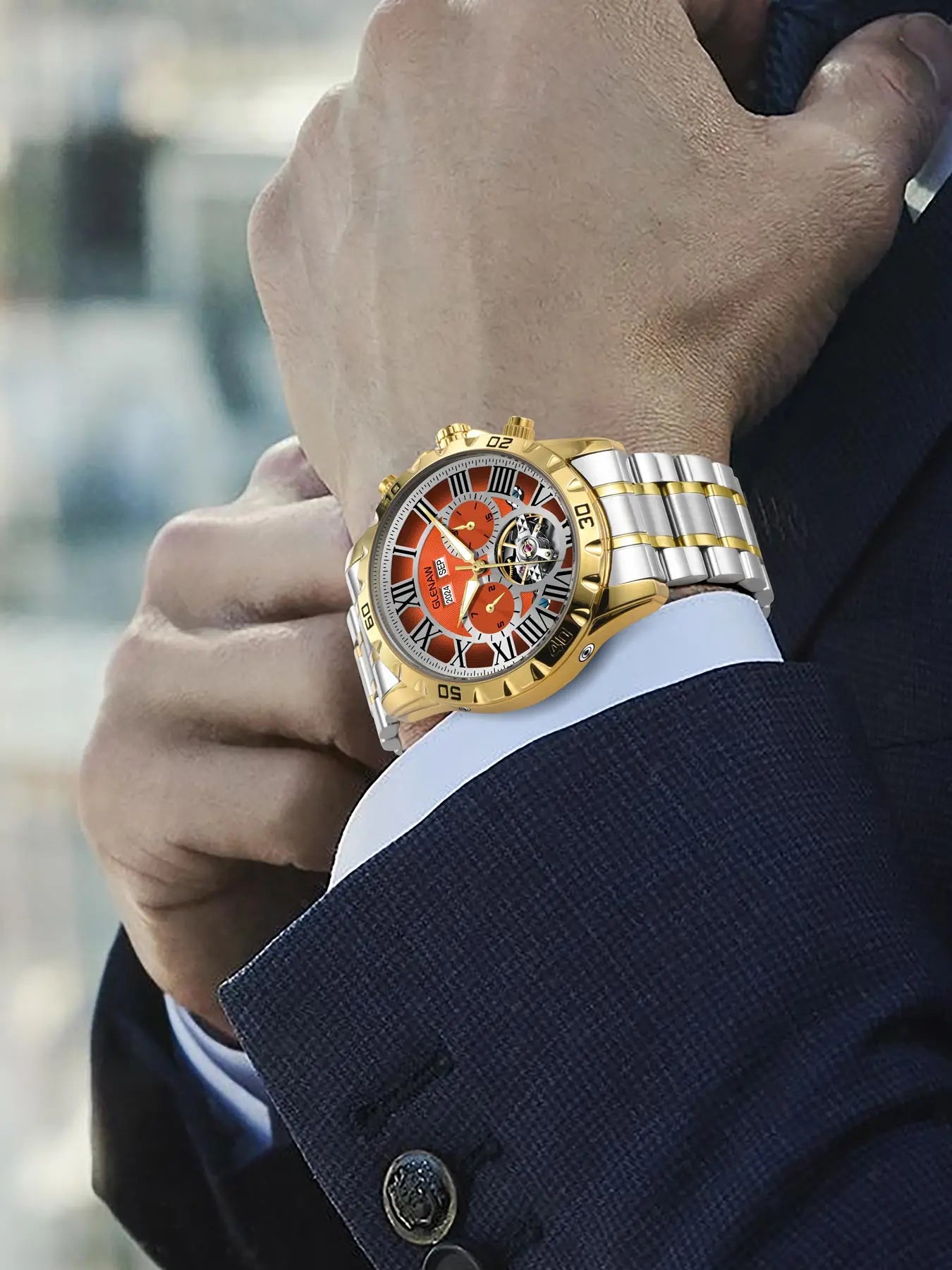 GLENAW Genuine Fully Automatic Mechanical Multi-Function Watch Men's Fashion High-End Trend Waterproof Watch For Men