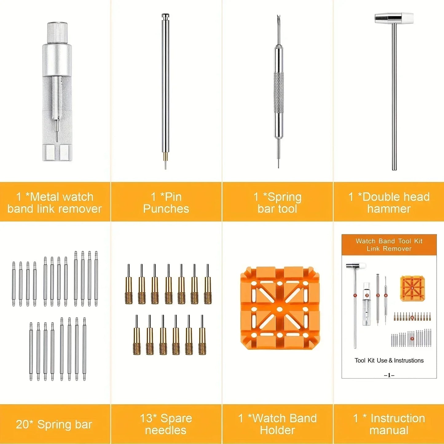 Watch Repair Tool Set Watch Link Band Slit Strap Bracelet Chain Pin Remover Adjuster Tool Kit for Professional Watchmak Tools