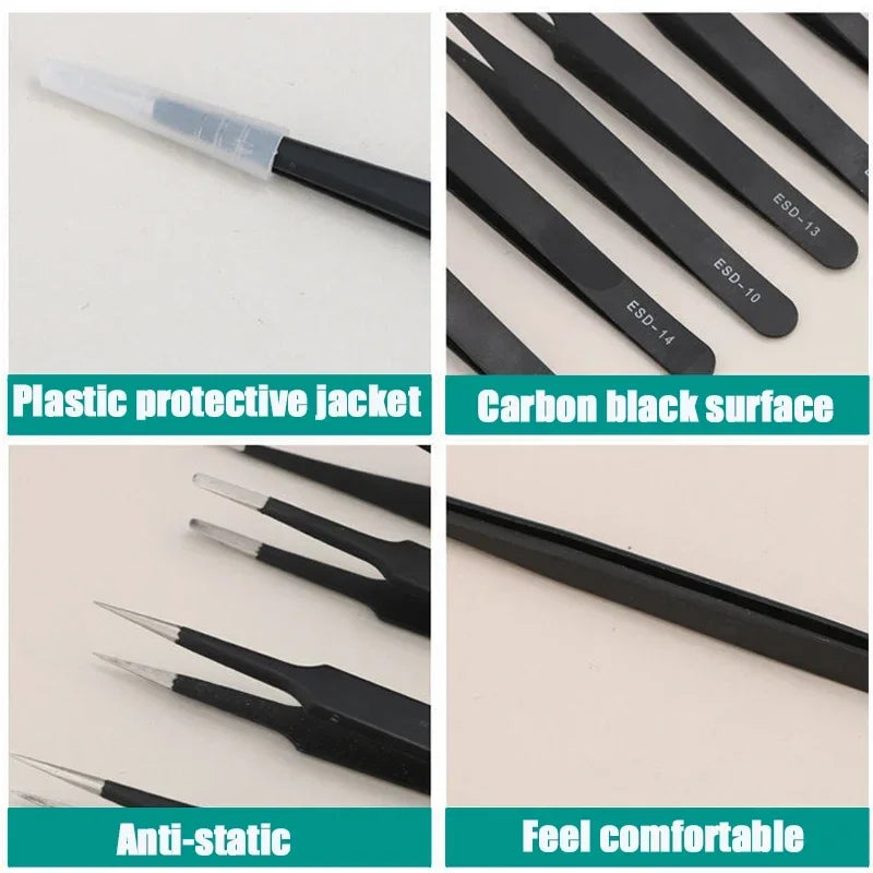 Watch Tweezers Tool ESD Anti-Static Steel  Watches Repair Tool Maintenance Industrial Electronic Tweezer Watchmaker Magnifier