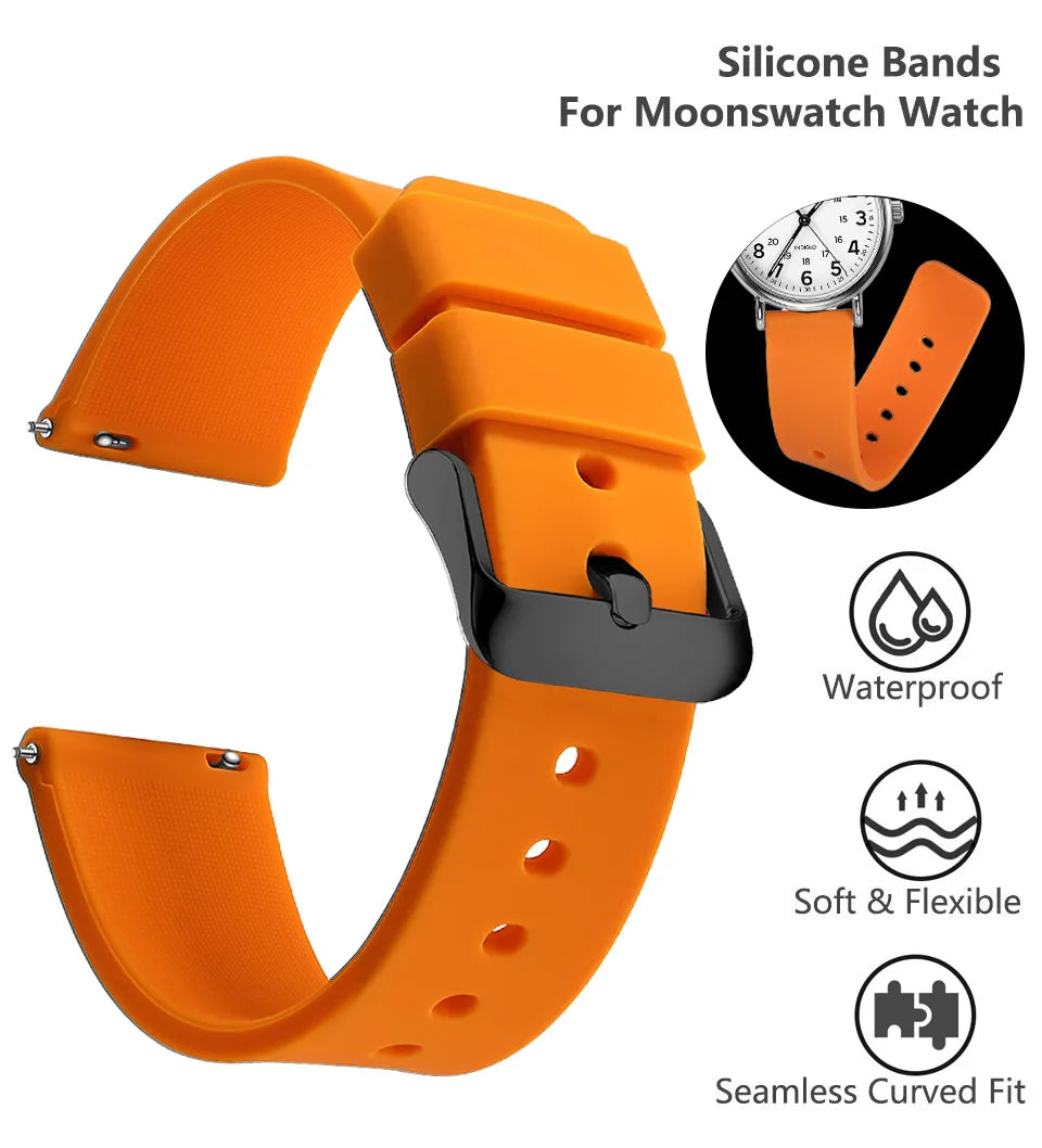 Silicone Watch Bands 14/16/18/19/20/21/22/24 mm Soft Quick Release Rubber Watch Bands Samsung Galaxy, Garmin Huawei Watch Straps