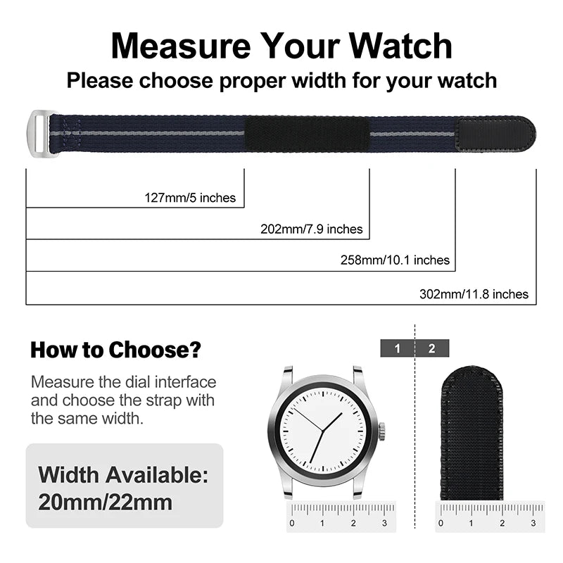 Nylon Watch Strap 20mm 22mm Sports Fabric Wristband Belt Universal Replacement Sport Watch Bands Wristwatch Bracelet